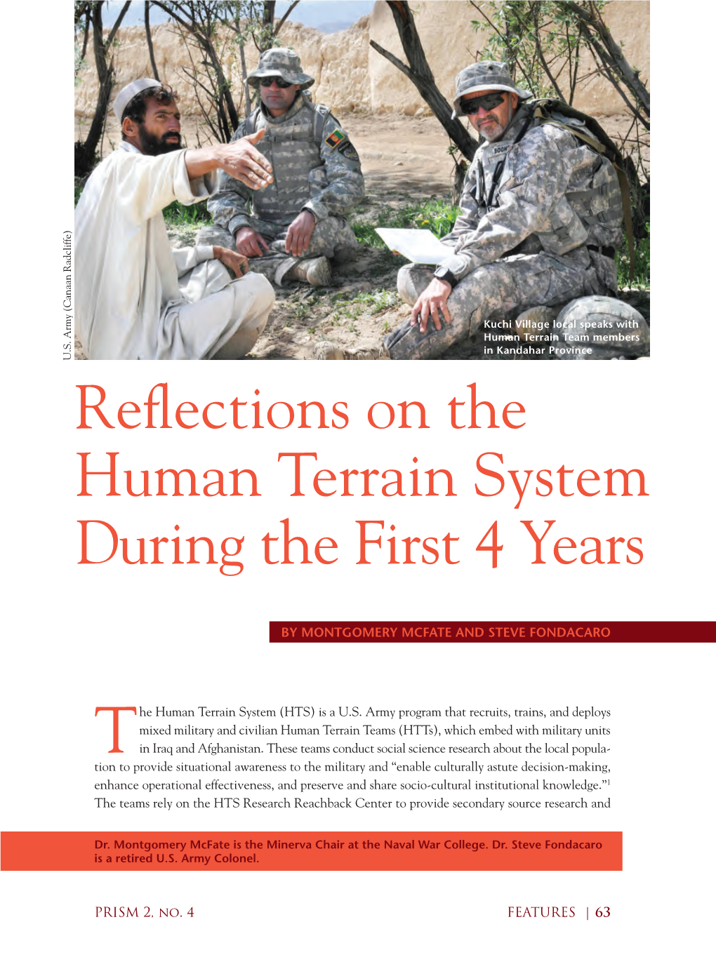 Reflections on the Human Terrain System During the First 4 Years