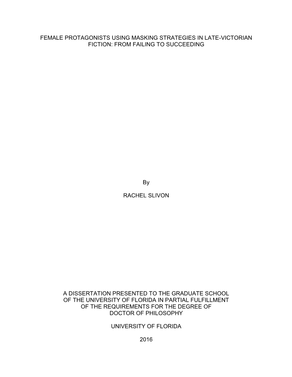 University of Florida Thesis Or Dissertation Formatting