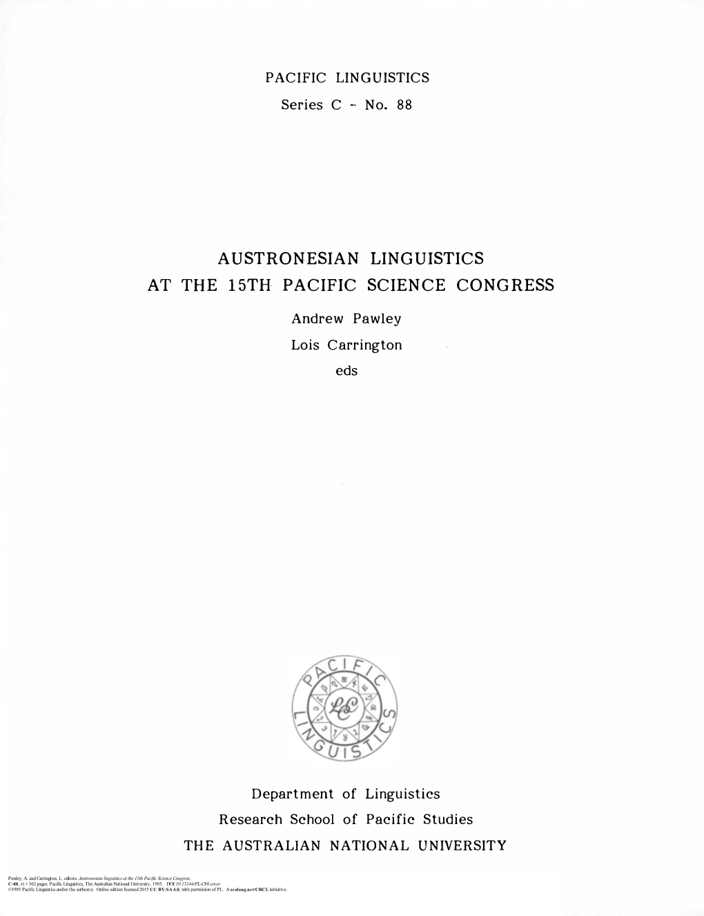 Austronesian Linguistics at the 15Th Pacific Science Congress