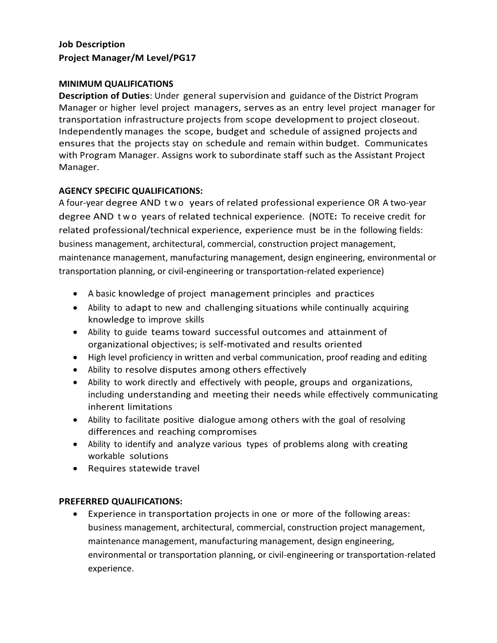 Project Manager/M Level/PG17