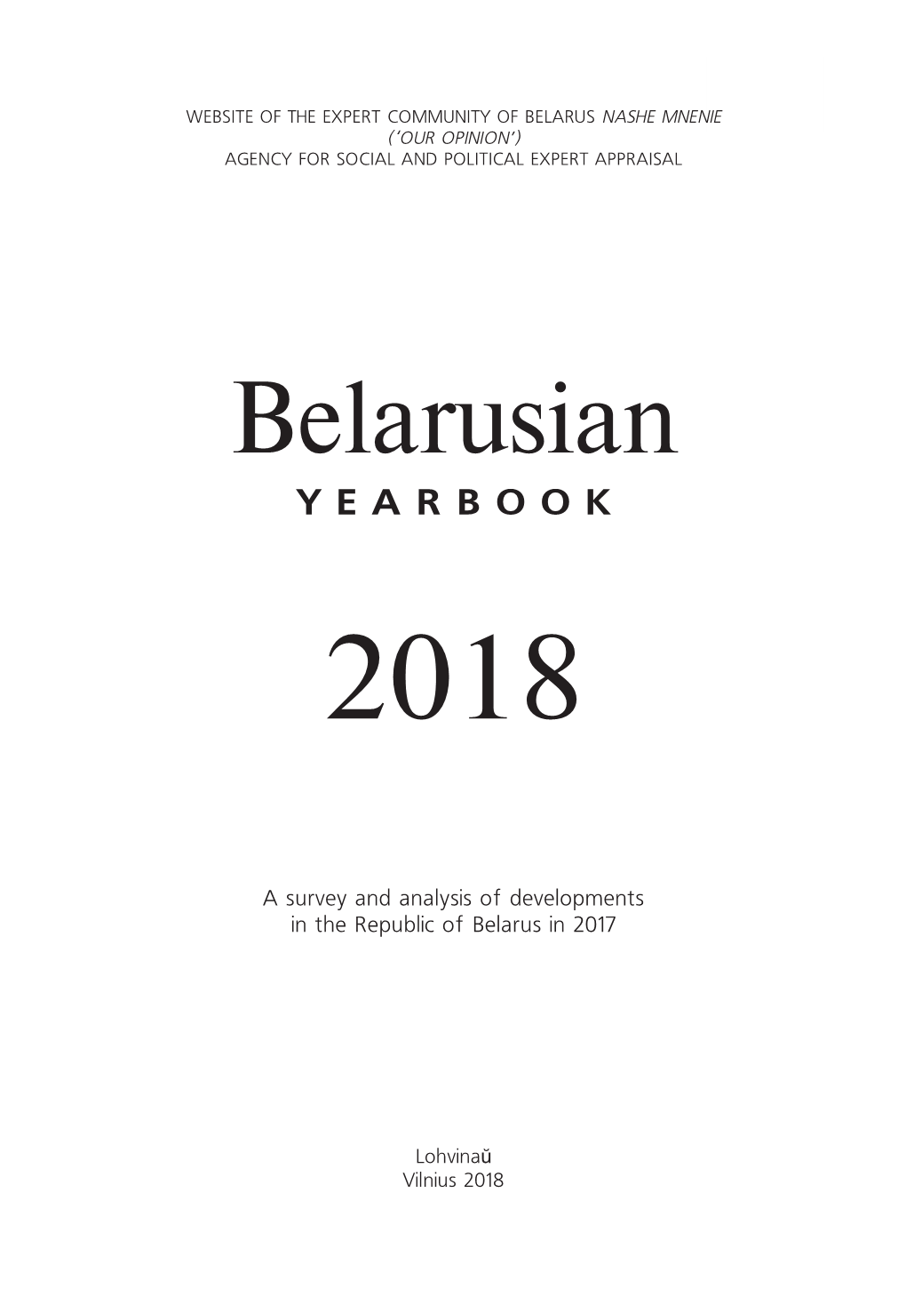 Belarusian Y E a R B O O K 2018