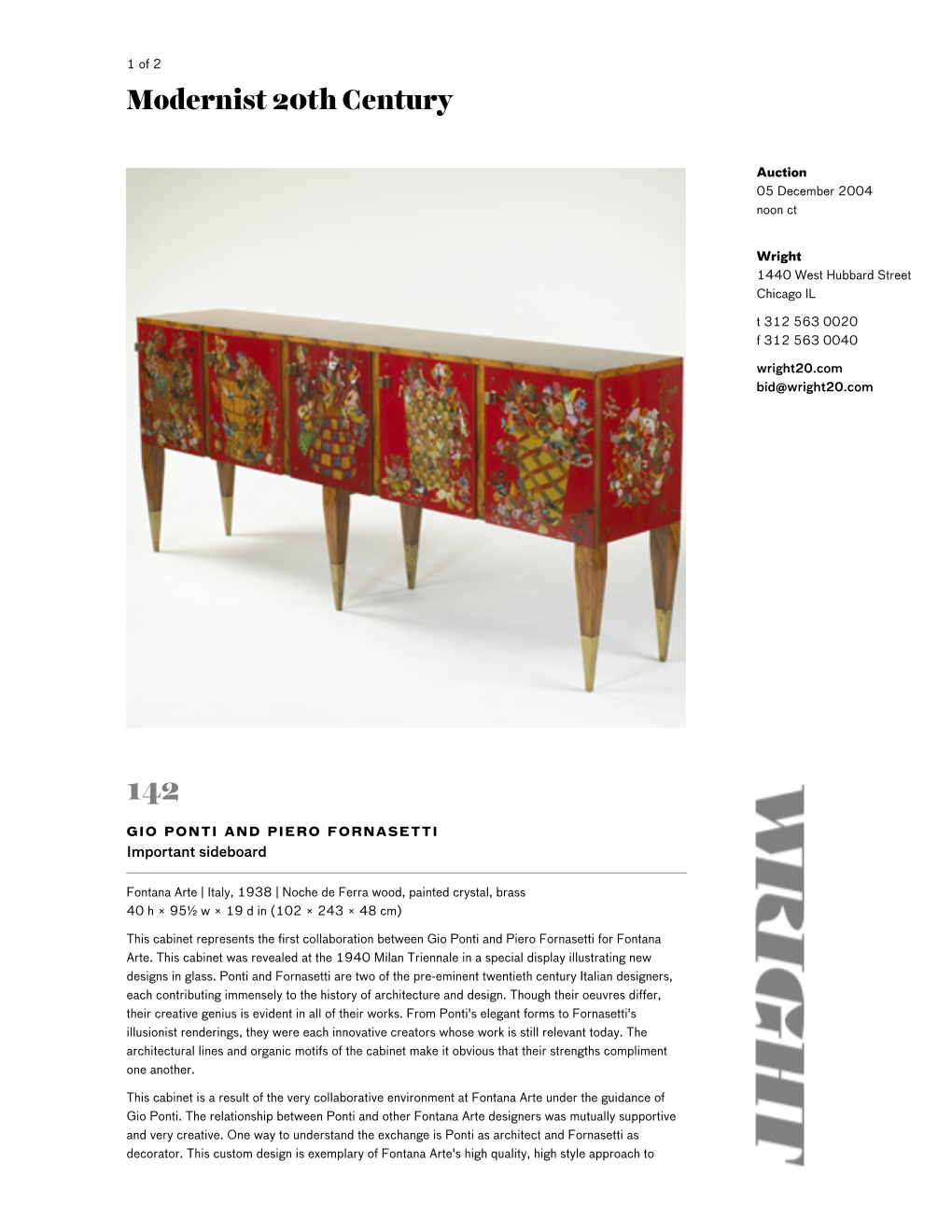 142: Gio Ponti and Piero Fornasetti, Important Sideboard &lt; Modernist