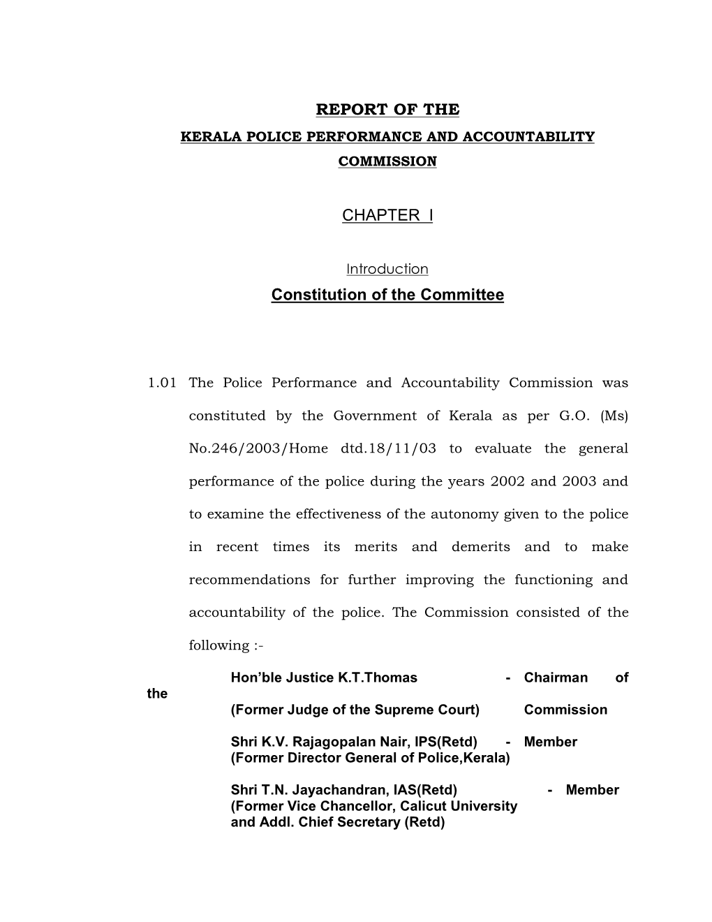 Kerala Police Performance and Accountability Commission