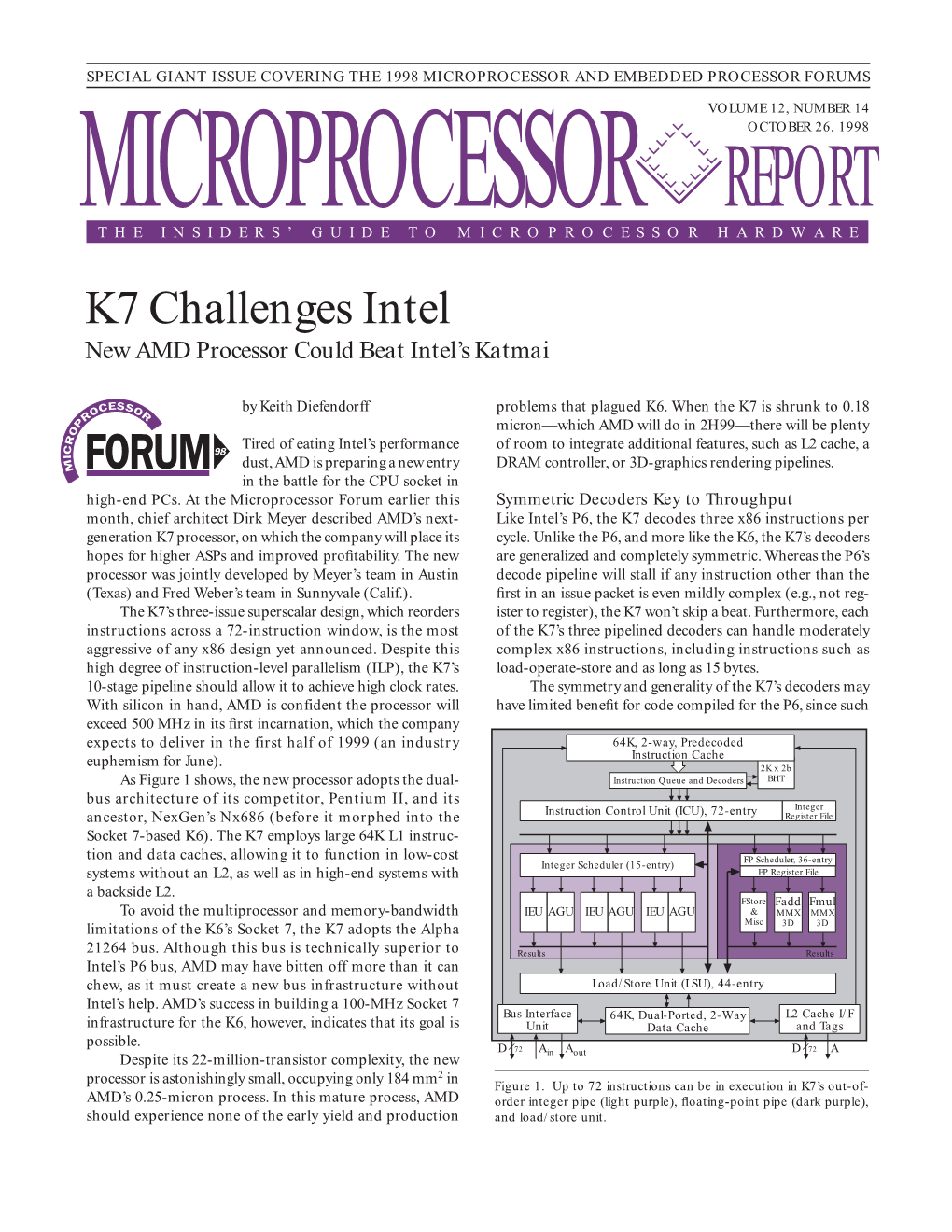 K7 Challenges Intel: 10/26/98