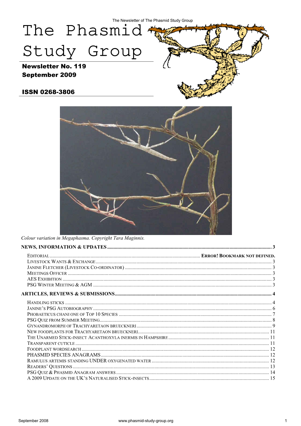 The Phasmid Study Group Study Group Newsletter No