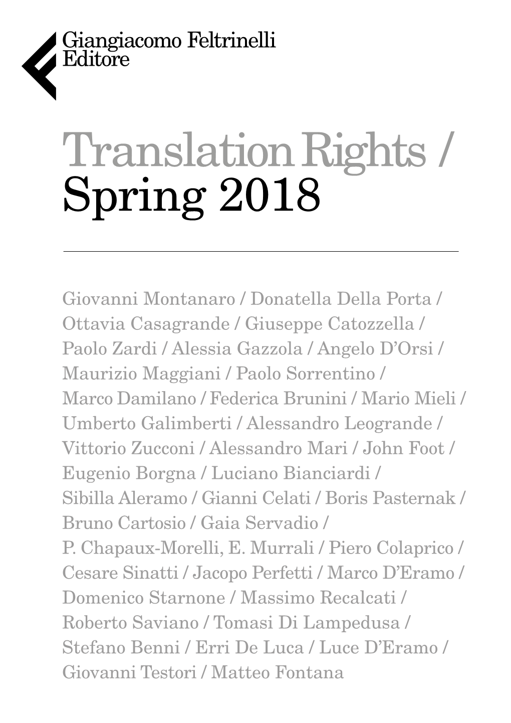 Translation Rights / Spring 2018