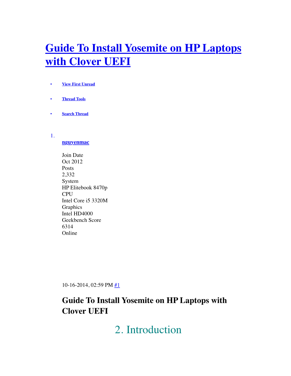 Guide to Install Yosemite on HP Laptops with Clover UEFI