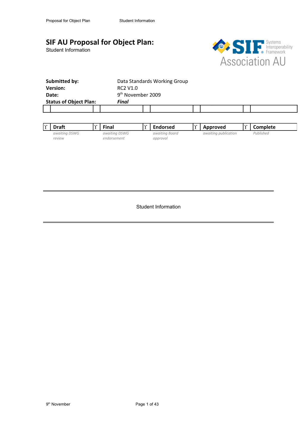 SIF AU Object Plan Blank Template