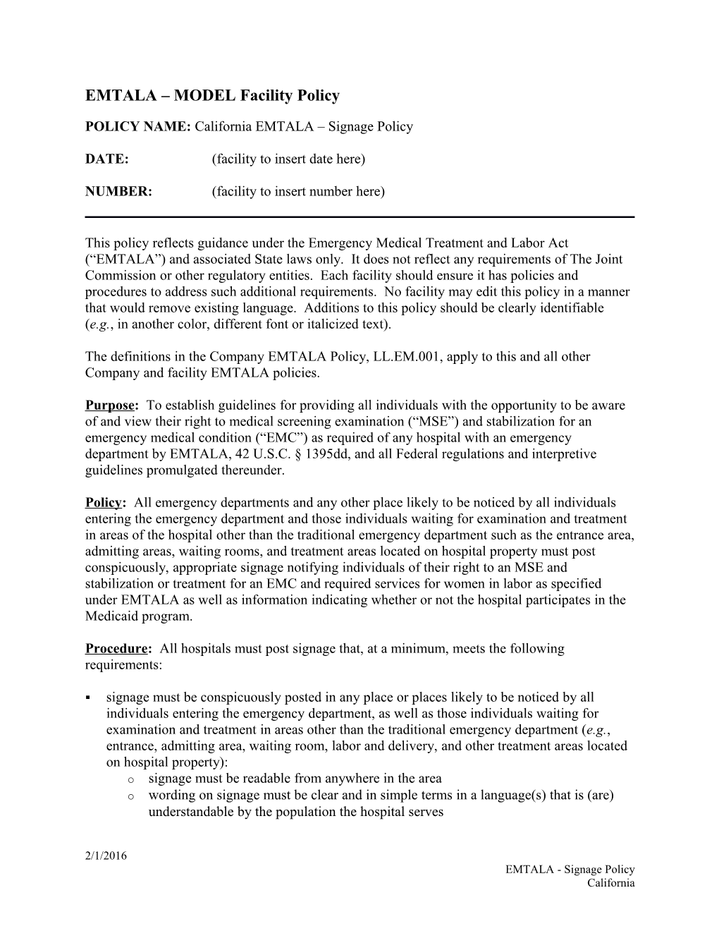 EMTALA MODEL Facility Policy s1