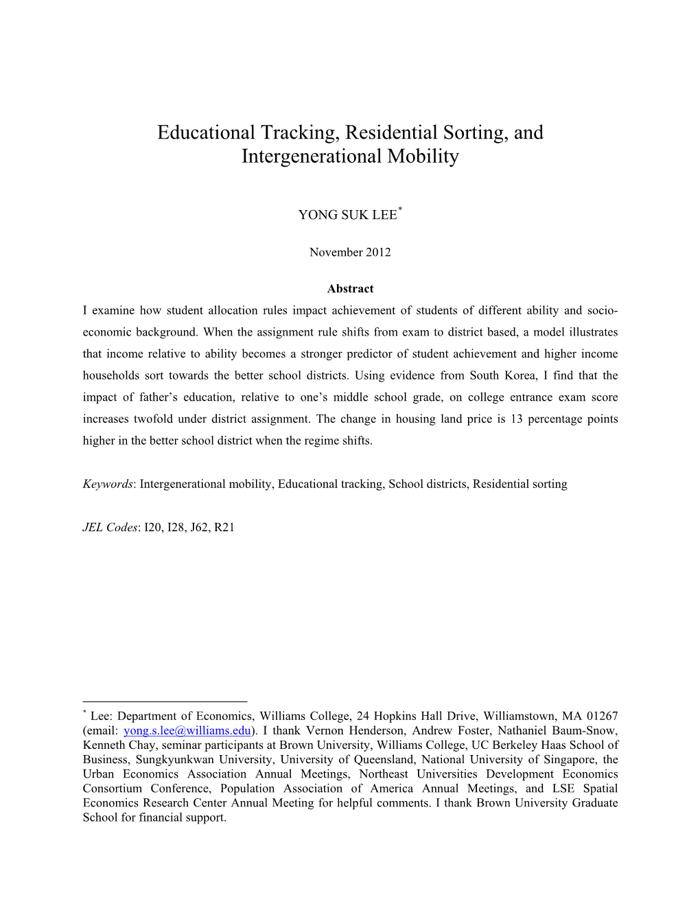 Tracking Vs Mixing: Implications on Mobility and Sorting