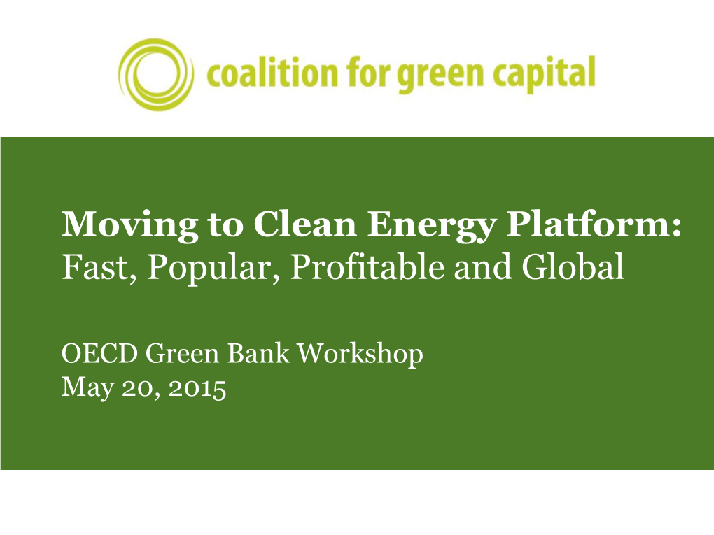 Role of Green Banks and Energy Efficiency Financing