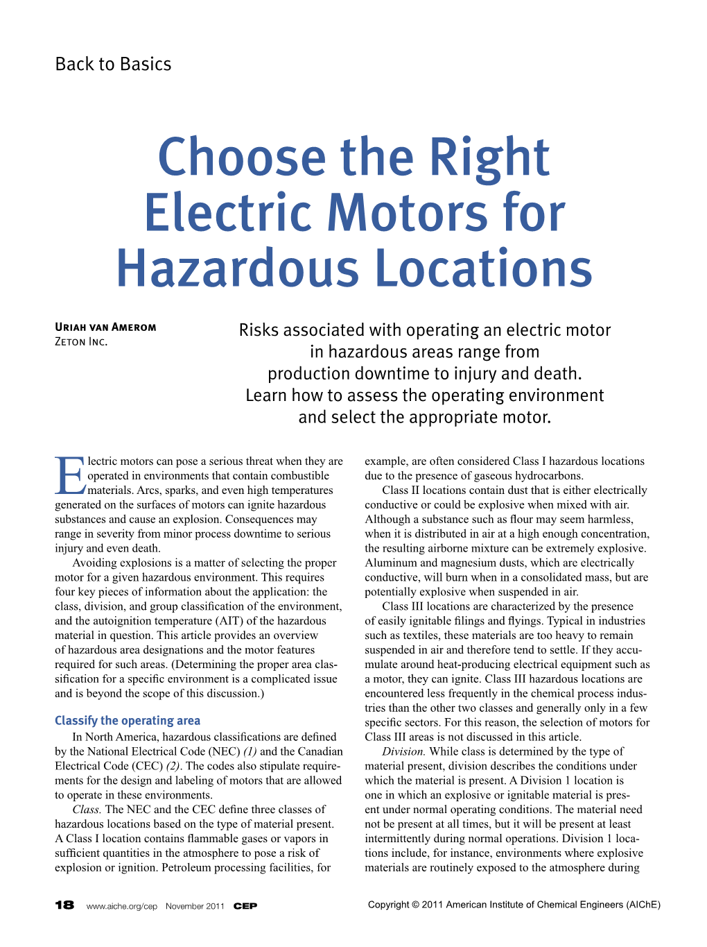 Choose the Right Electric Motors for Hazardous Locations