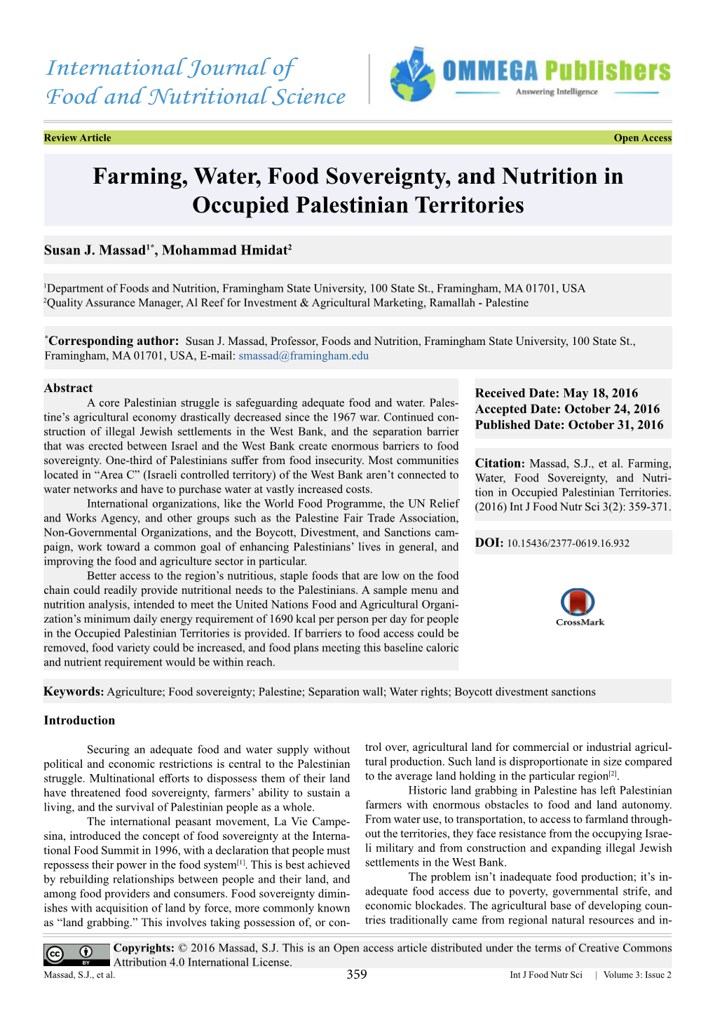 International Journal of Food and Nutritional Science