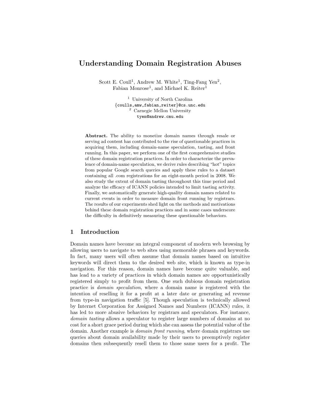 Understanding Domain Registration Abuses