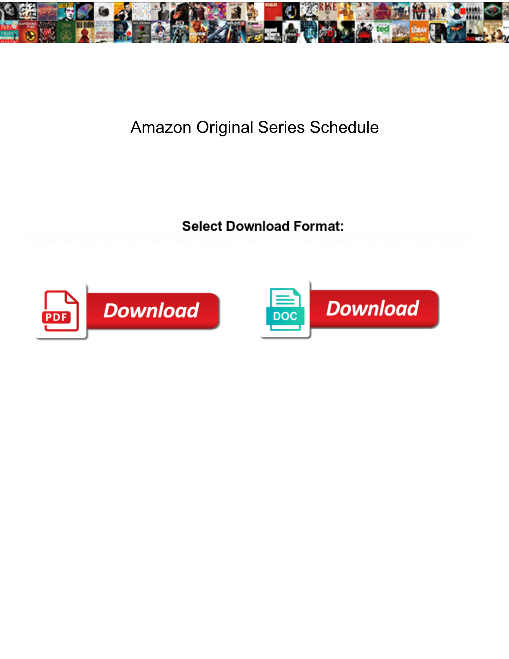 Amazon Original Series Schedule