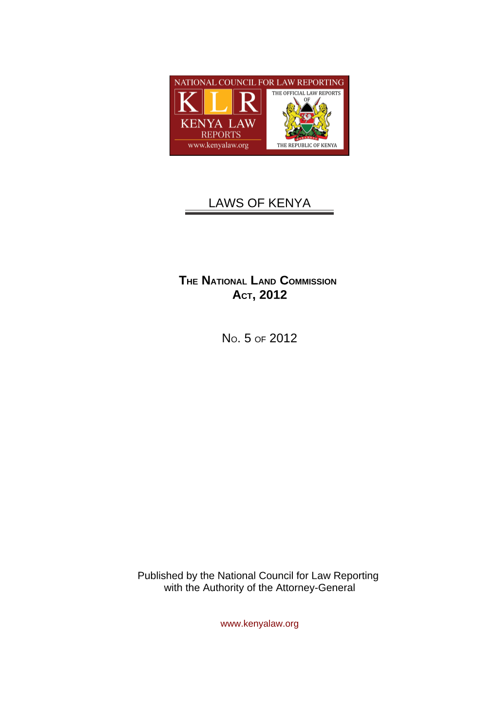 National Land Commission Act (No 5 of 2012)