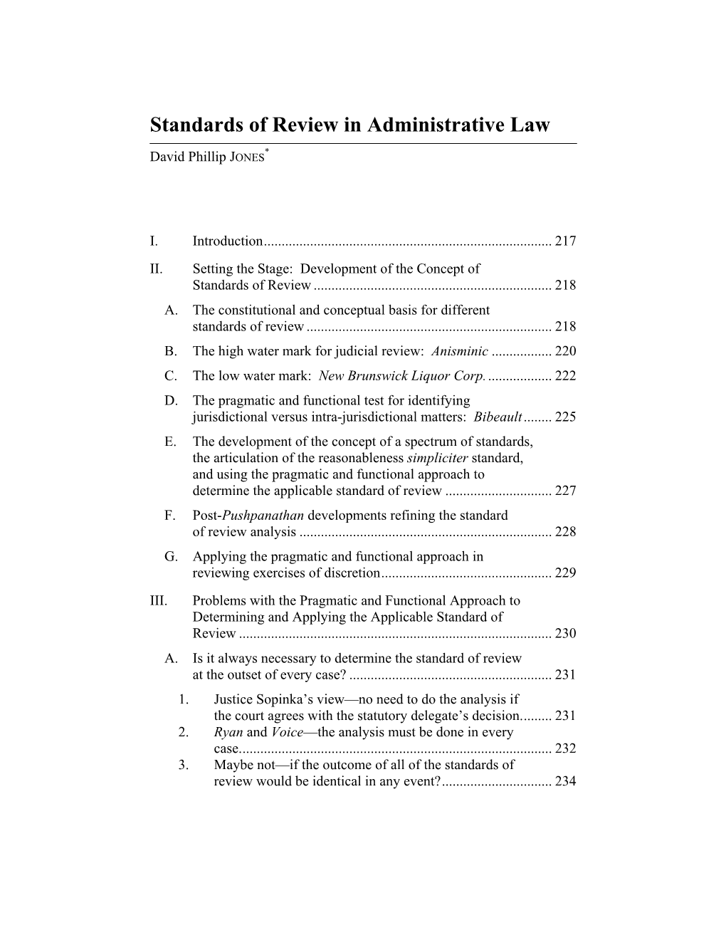 Standards of Review in Administrative Law