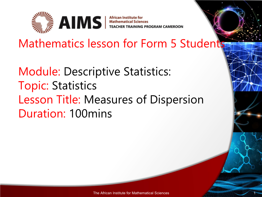 Measures of Dispersion for Grouped and Ungrouped Data F5 Additional