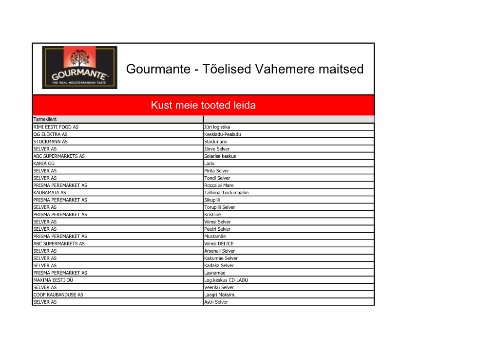 Gourmante - Tõelised Vahemere Maitsed