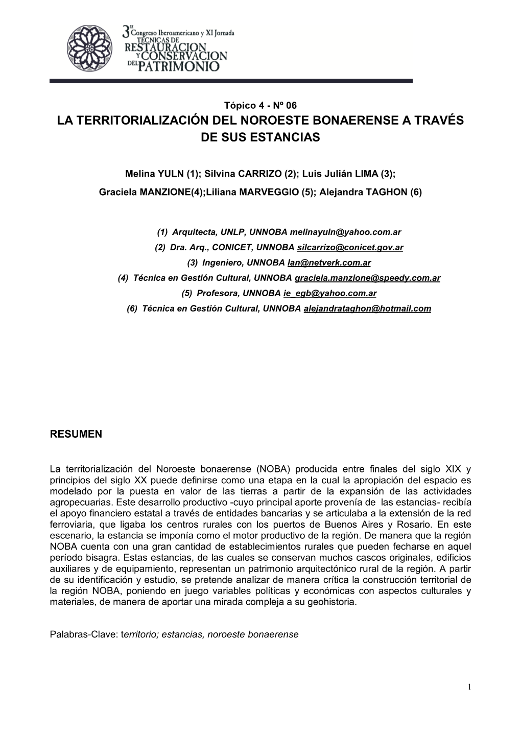 La Territorialización Del Noroeste Bonaerense a Través De Sus Estancias