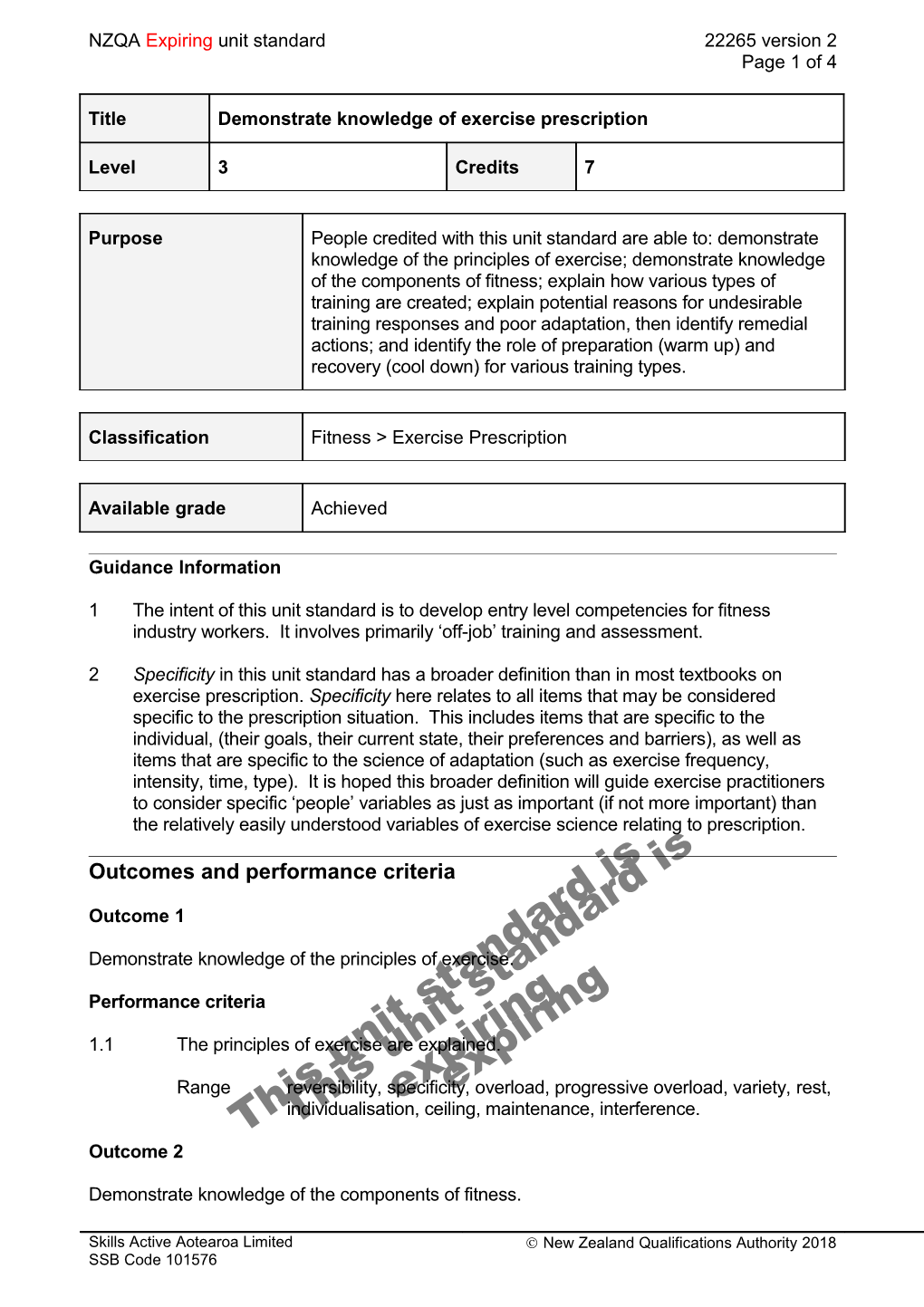 22265 Demonstrate Knowledge of Exercise Prescription