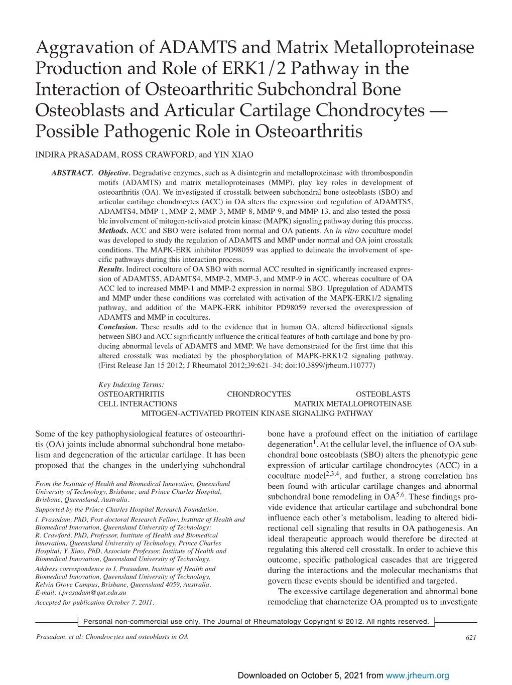 Aggravation of ADAMTS and Matrix Metalloproteinase Production And