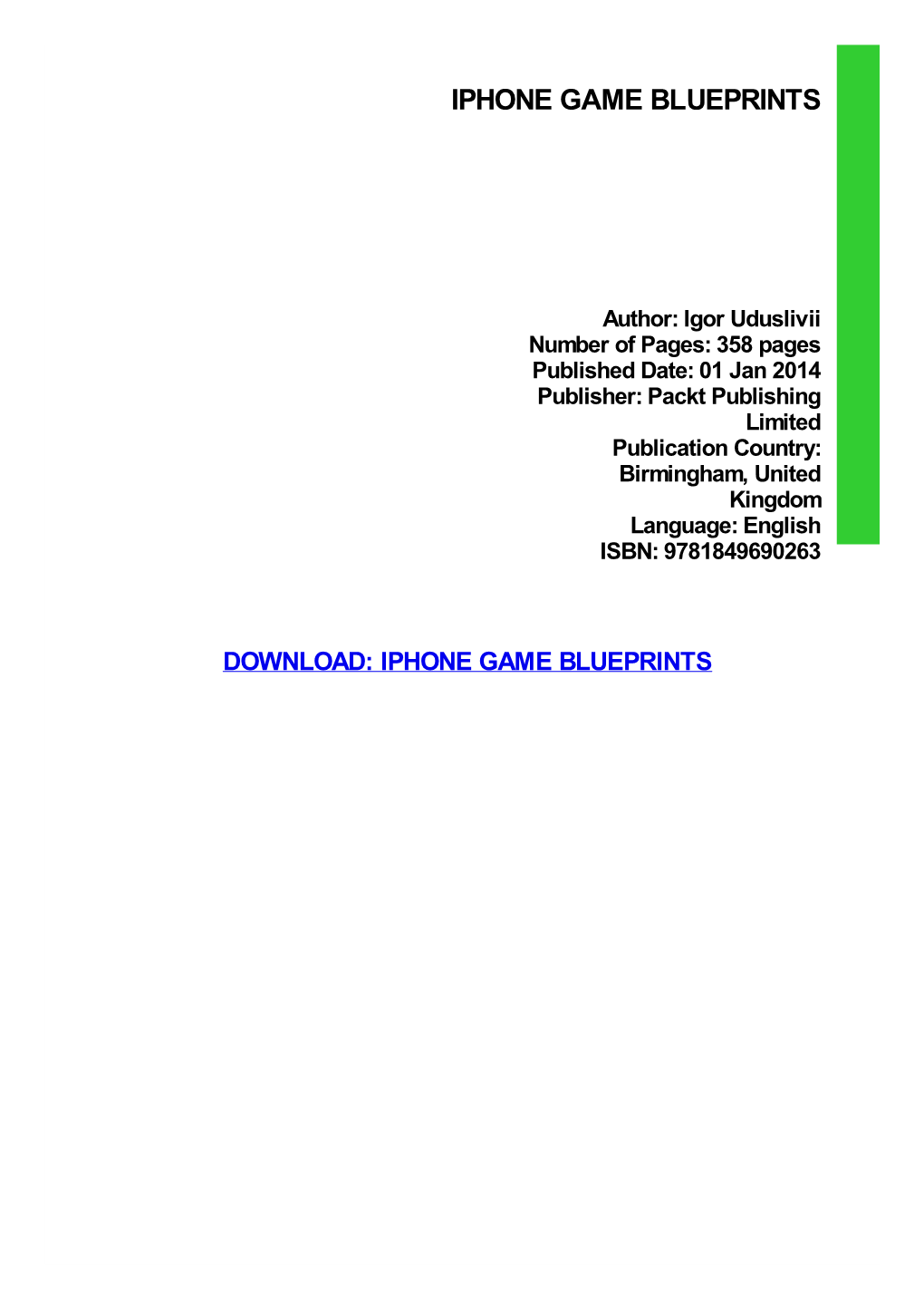 {PDF} Iphone Game Blueprints Ebook Free Download