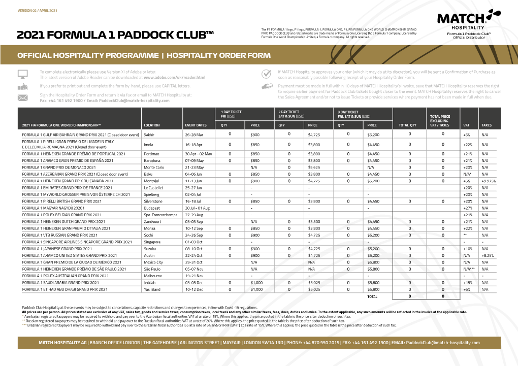 2021 FORMULA 1 PADDOCK CLUB™ Formula One World Championship Limited, a Formula 1 Company