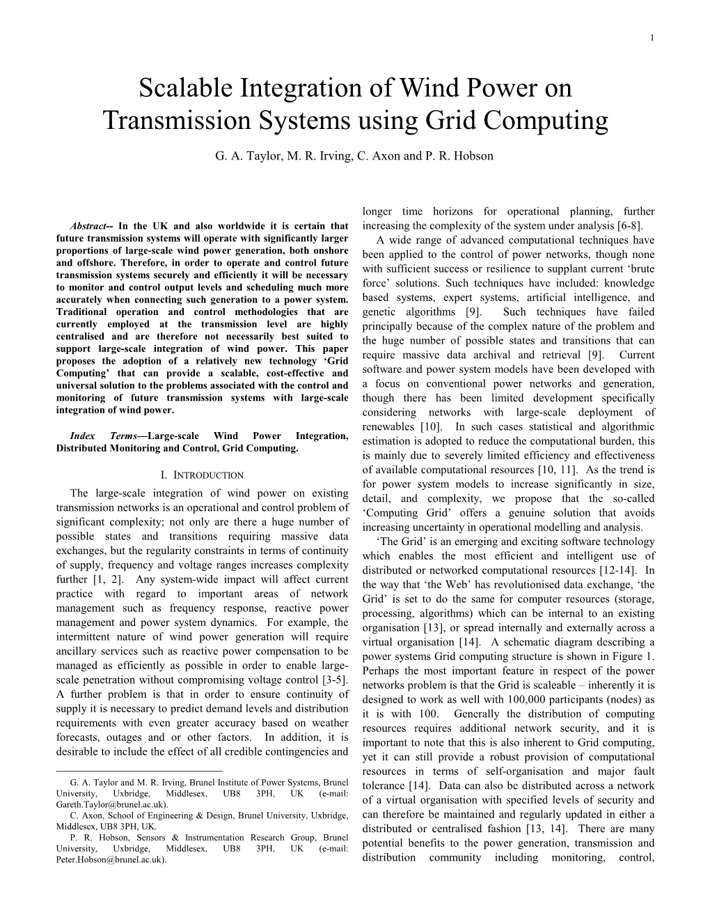 Scalable Integration of Wind Power on Transmission Systems Using Grid Computing