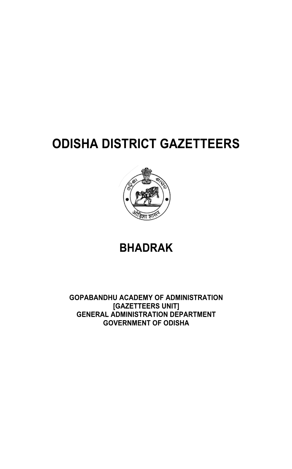 Odisha District Gazetteers Bhadrak
