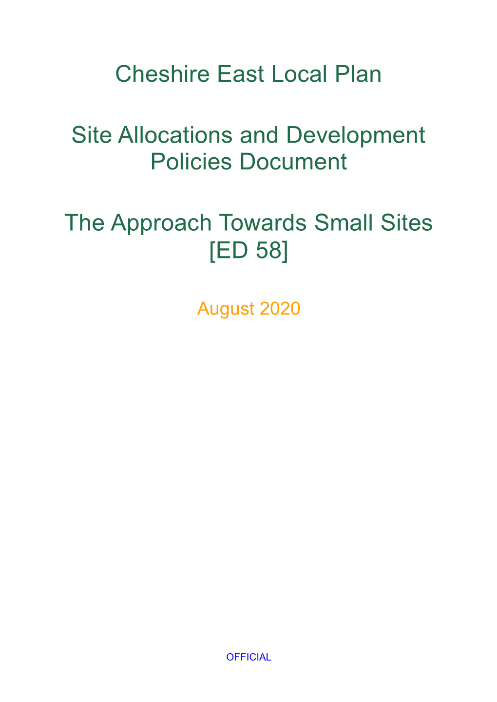 The Approach Towards Small Sites [ED 58]