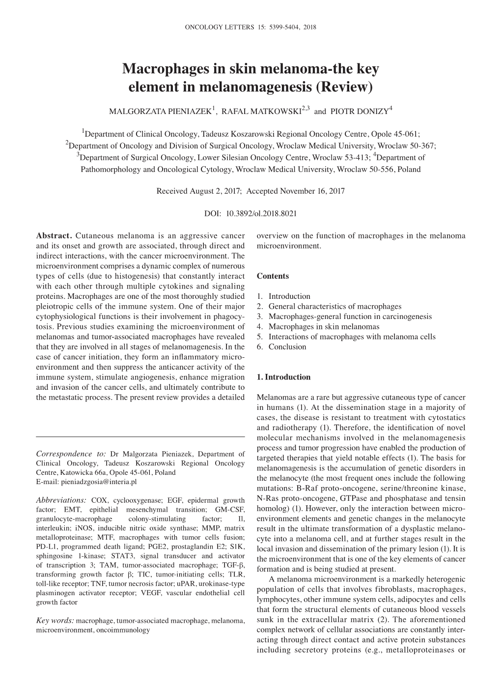 Macrophages in Skin Melanoma-The Key Element in Melanomagenesis (Review)