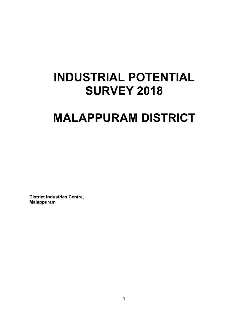 Industrial Potential Survey 2018 Malappuram District