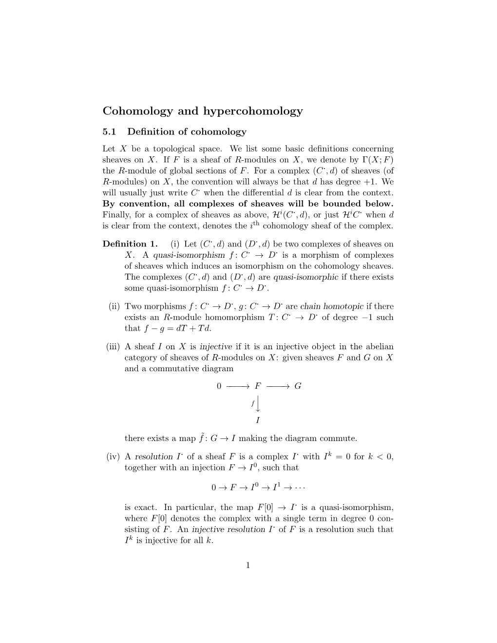 Cohomology and Hypercohomology