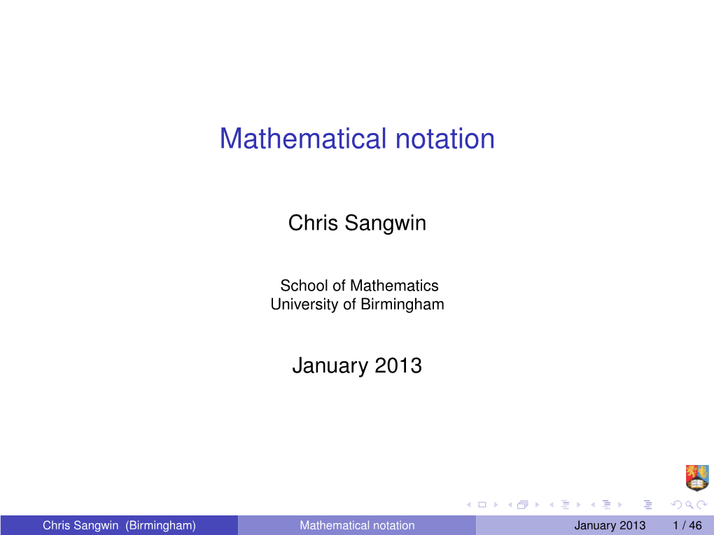 Mathematical Notation