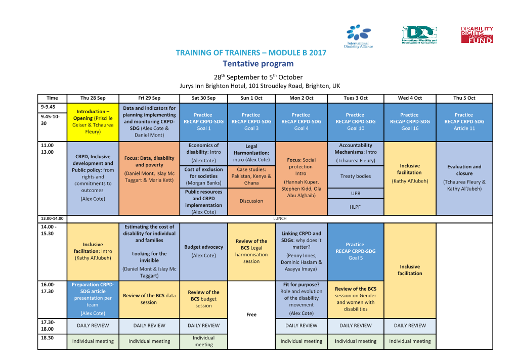 Training of Trainers Module B 2017