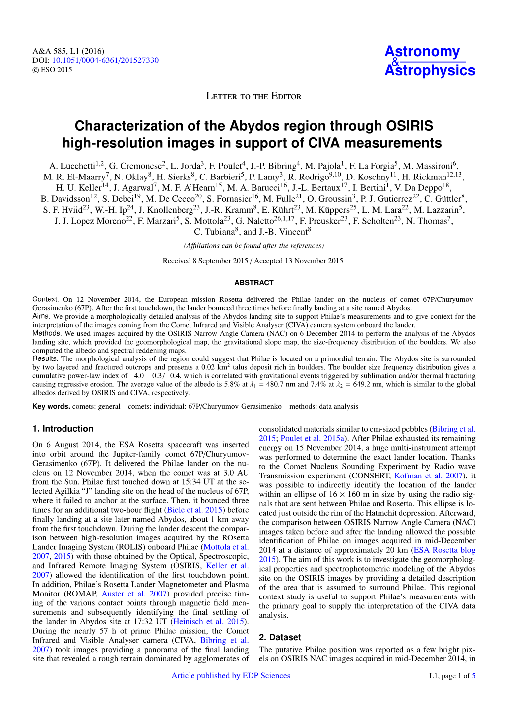 Characterization of the Abydos Region Through OSIRIS High-Resolution Images in Support of CIVA Measurements
