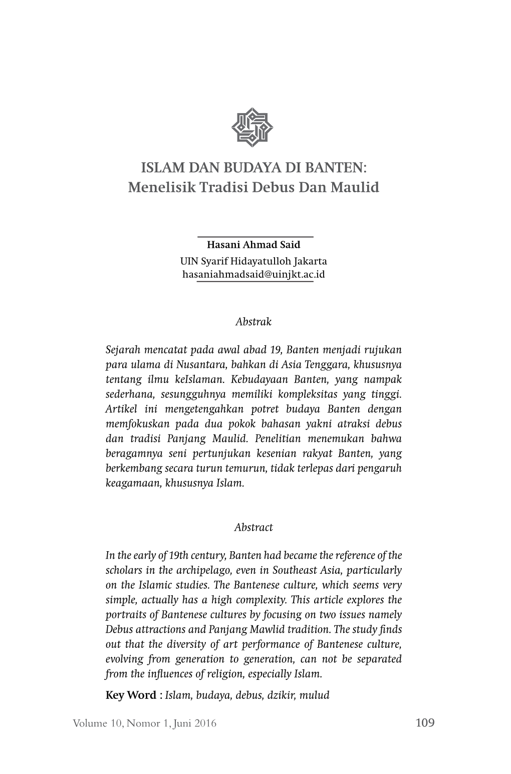 ISLAM DAN BUDAYA DI BANTEN: Menelisik Tradisi Debus Dan Maulid