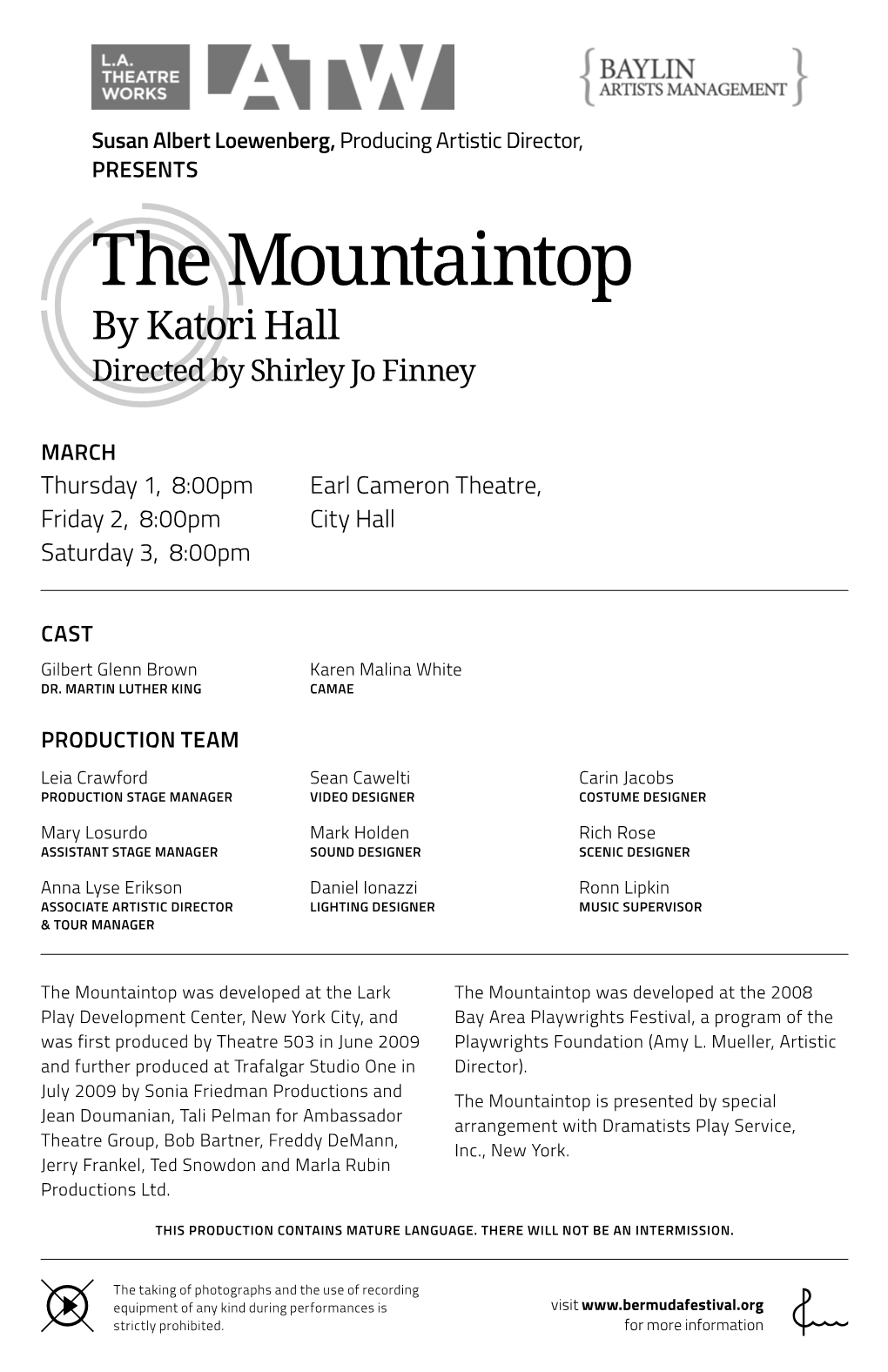 The Mountaintop by Katori Hall Directed by Shirley Jo Finney