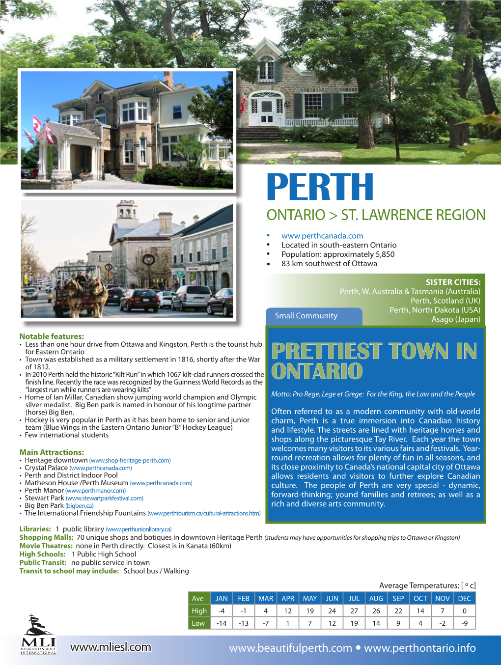 Visit and Study in Perth, Ontario
