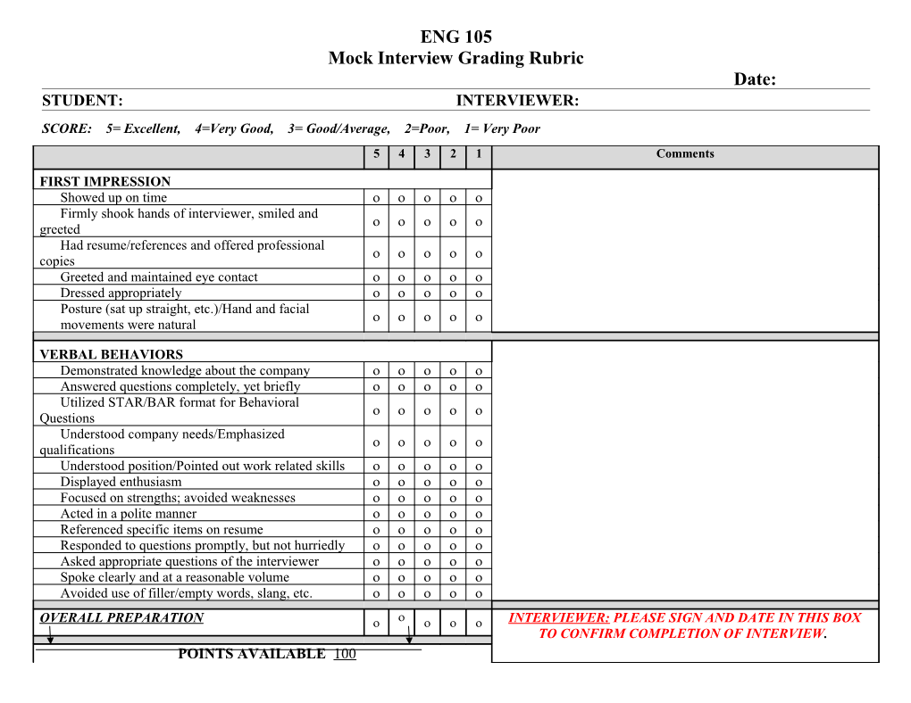 Mock Interview Evaluation