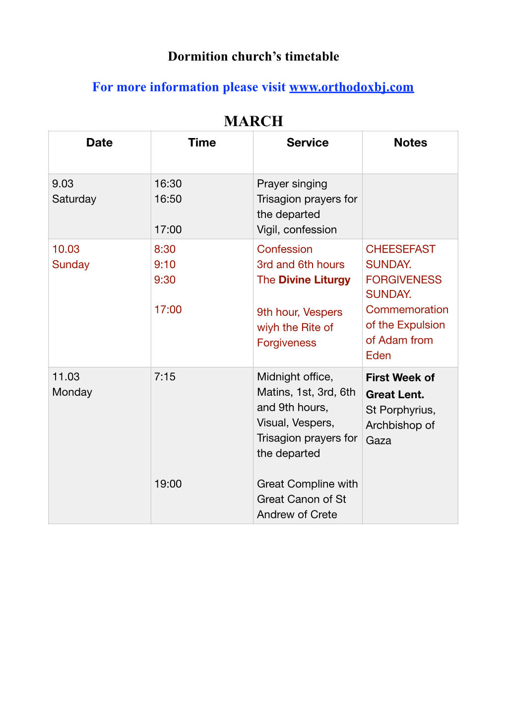 Timetable Eng