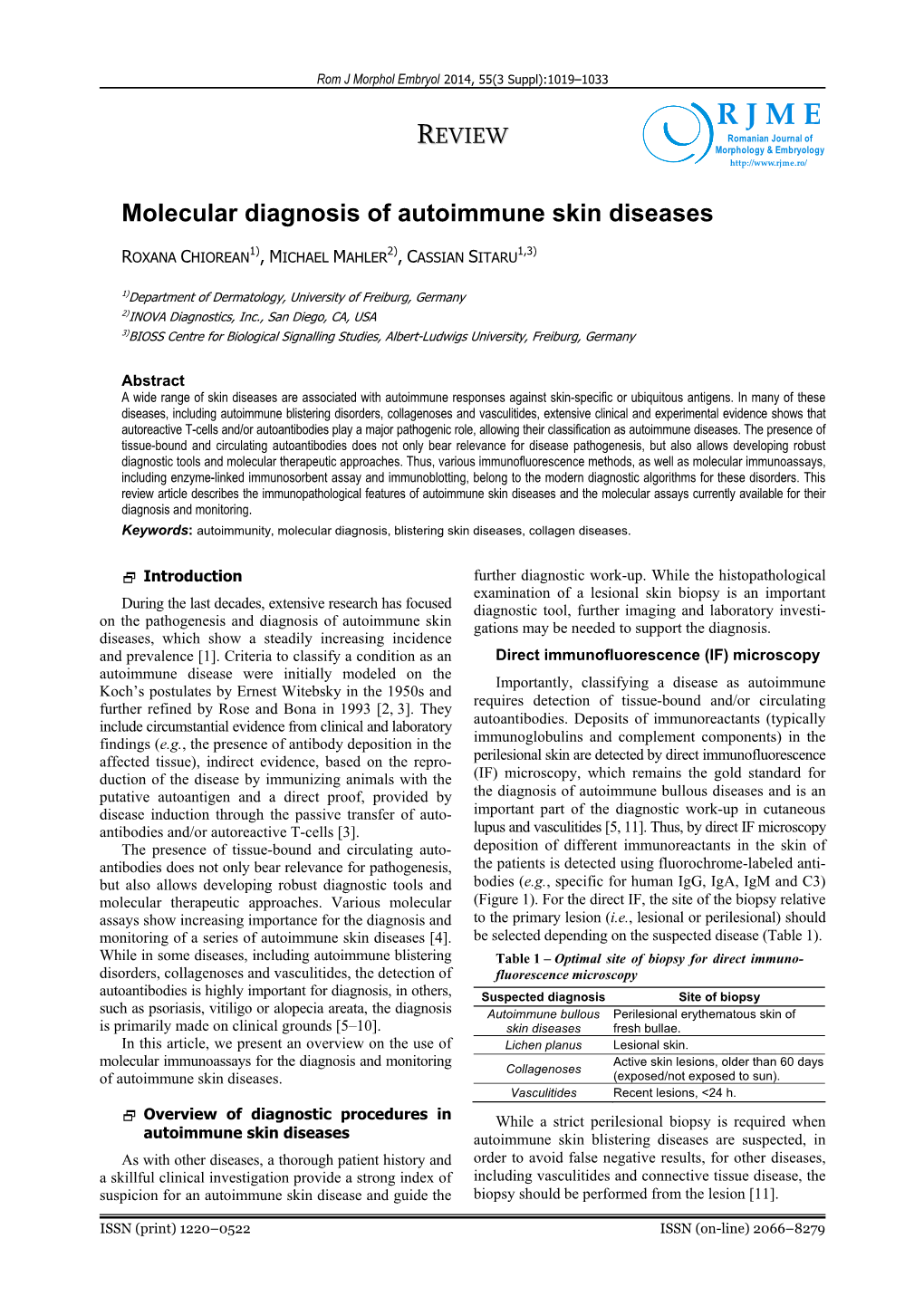 Molecular Diagnosis of Autoimmune Skin Diseases