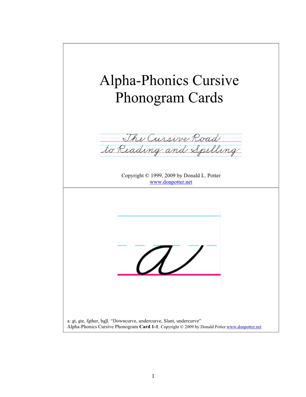 Alpha-Phonics Cursive Phonogram Cards