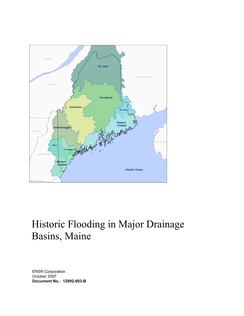 Historic Flooding in Major Drainage Basins, Maine