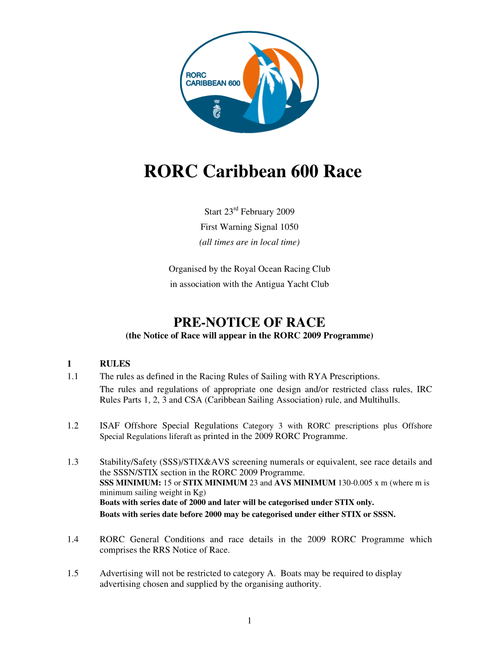 RORC Caribbean 600 Race