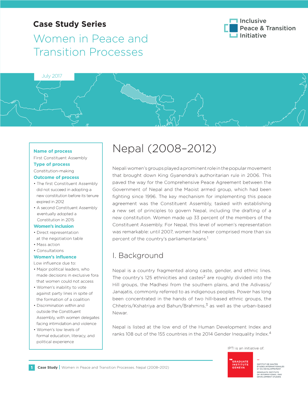 Nepal (2008–2012) Women in Peace and Transition Processes