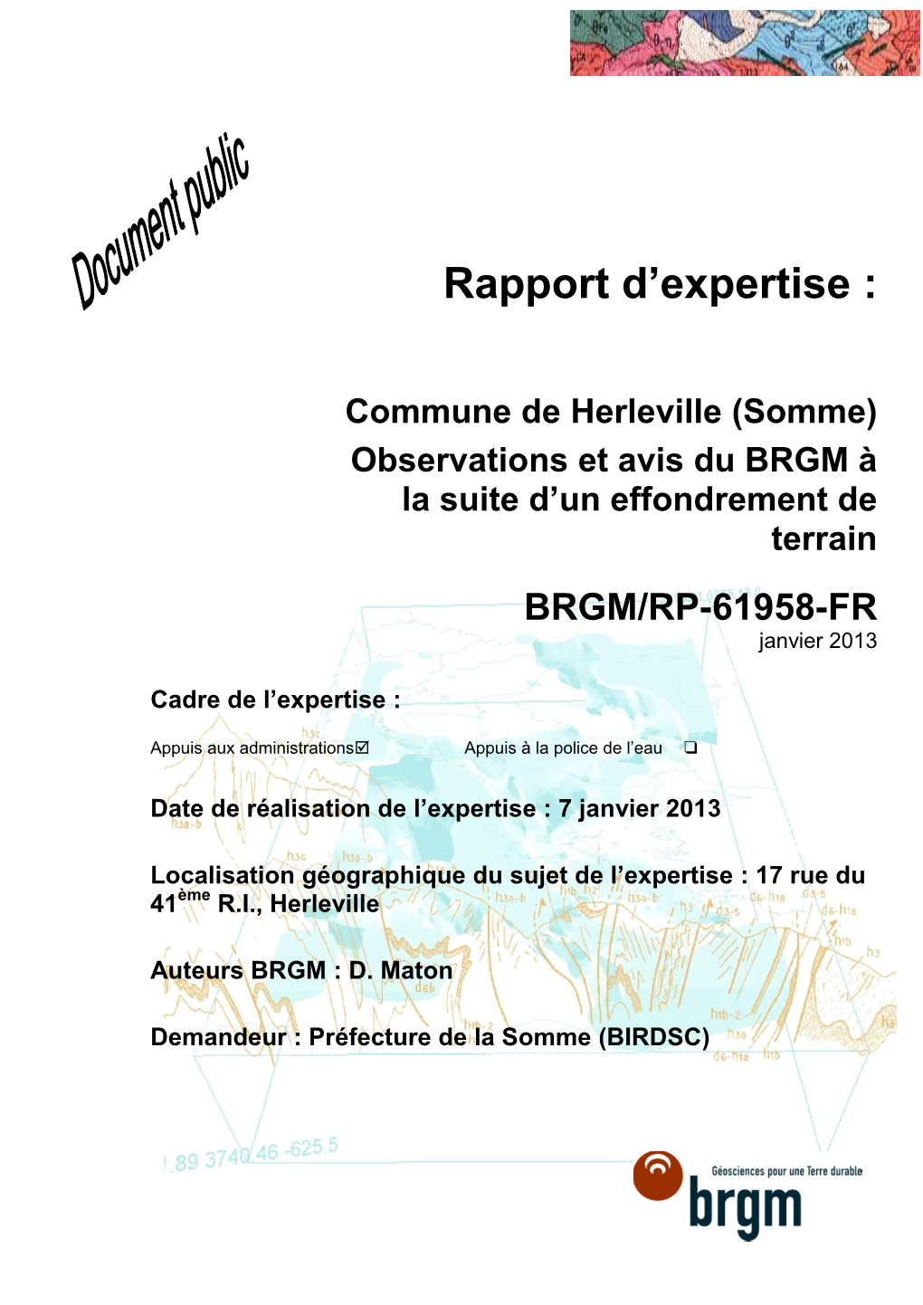 Rapport D'expertise : Commune De Herleville (Somme)