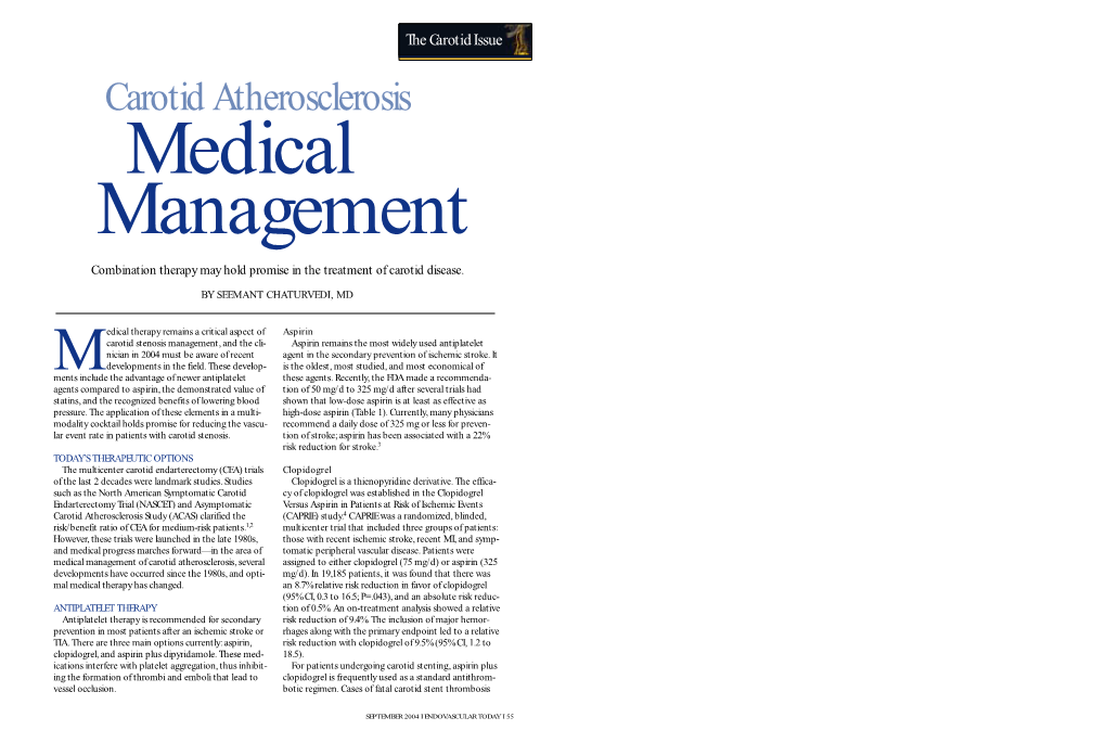 Carotid Atherosclerosis Medical Management