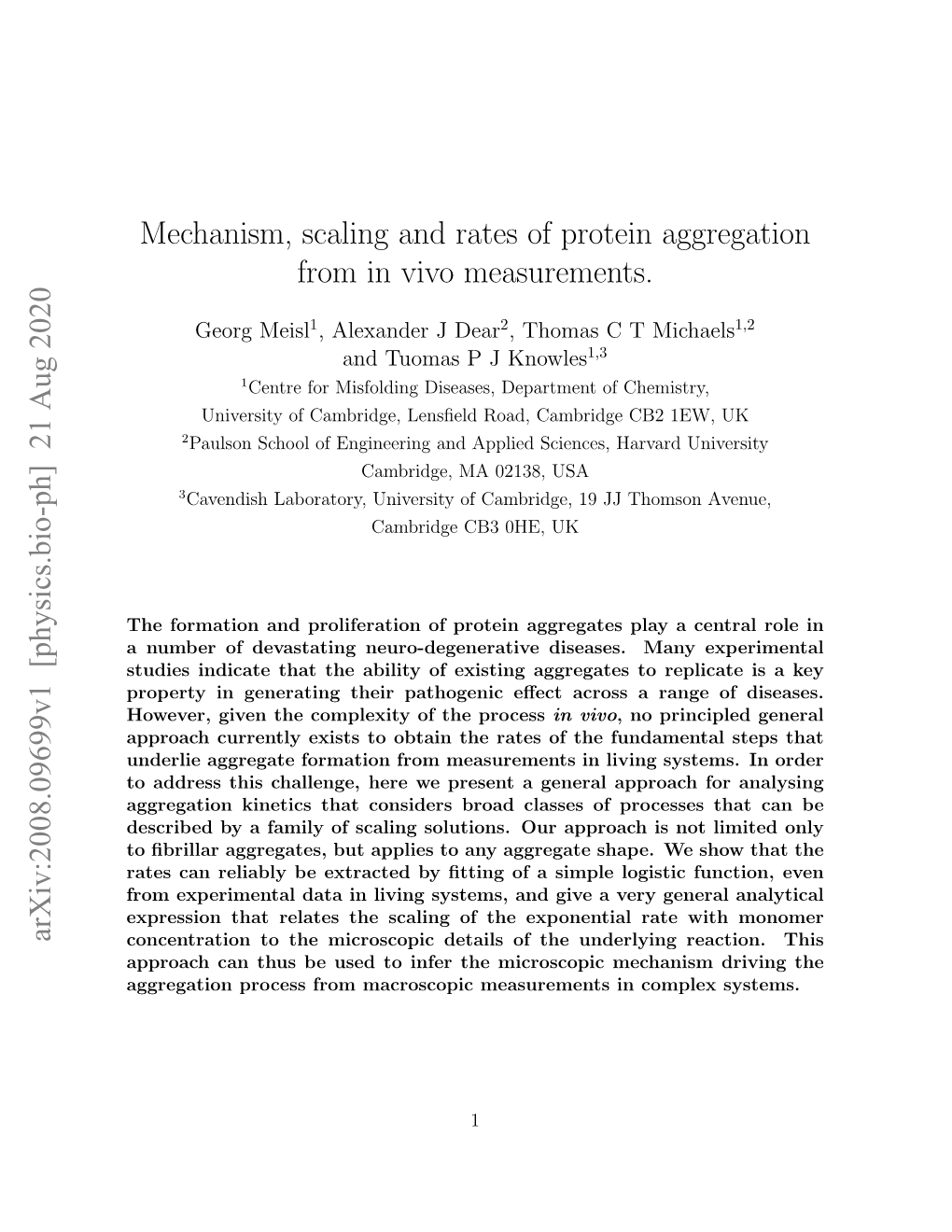 Mechanism, Scaling and Rates of Protein Aggregation from in Vivo Measurements